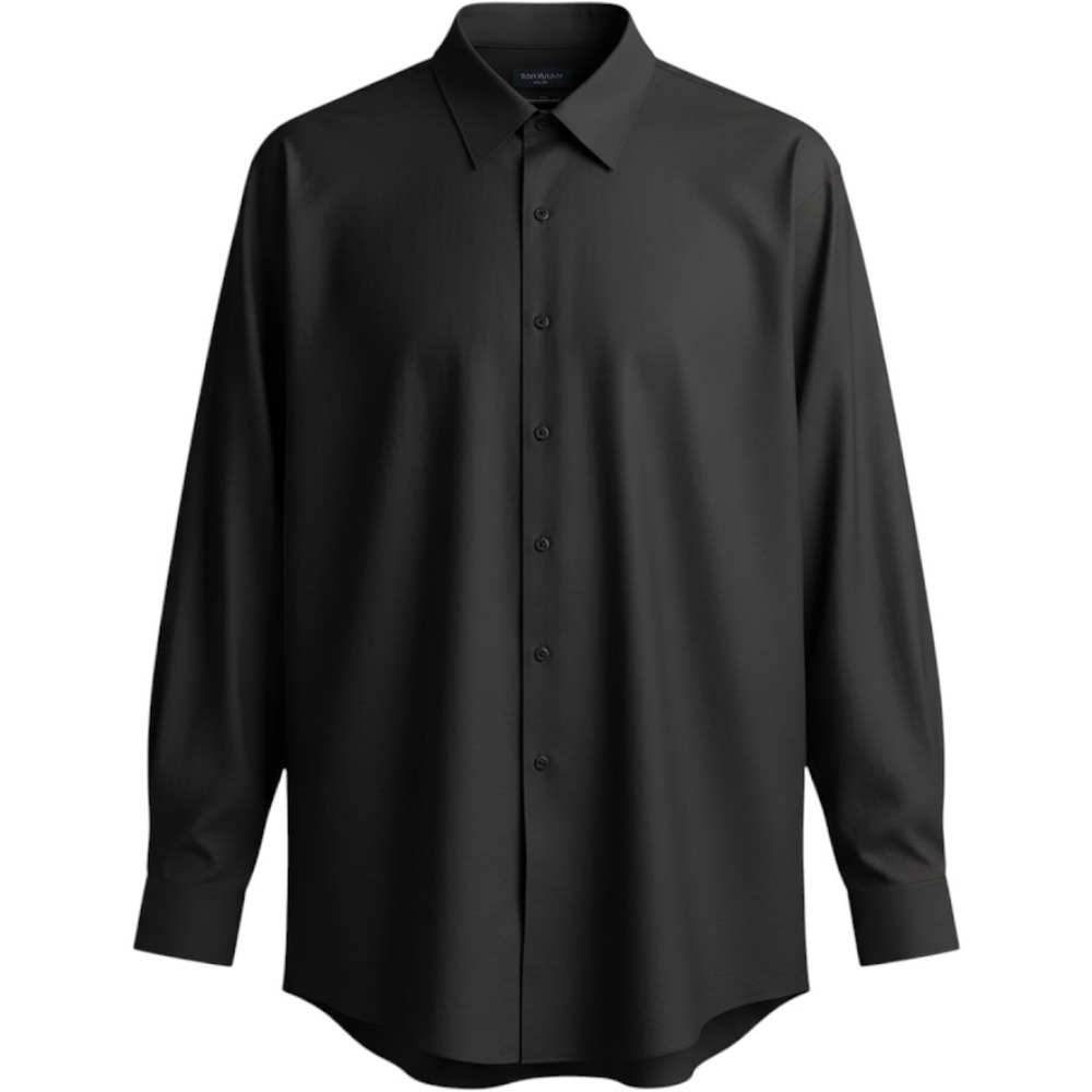 Van Heusen Flex Shirt Mens 20 34/35 Black Big Fit Long Sleeve Button Down Dress